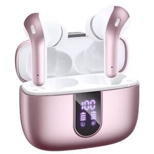 Tagry X8 Bluetooth Wireless Earbuds, Pink, Power Display, Charging Case, NWT